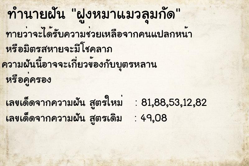 ทำนายฝันทำนายฝันฝูงหมาแมวลุมกัด