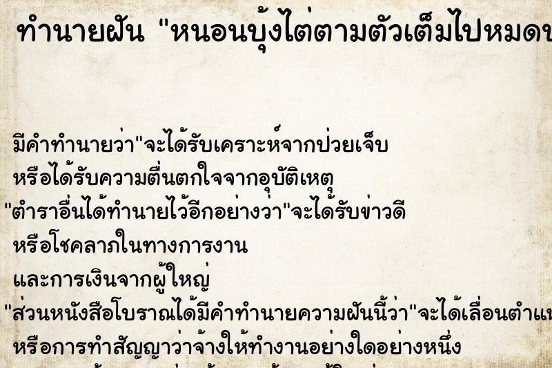 ทำนายฝัน หนอนบุ้งไต่ตามตัวเต็มไปหมดปัดยังไงก็ออกไม่หมด ทำนายฝัน หนอนบุ้งไต่ตามตัวเต็มไปหมดปัดยังไงก็ออกไม่หมด
