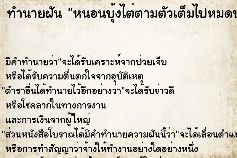 ทำนายฝัน หนอนบุ้งไต่ตามตัวเต็มไปหมดปัดยังไงก็ออกไม่หมด ตำราโบราณ แม่นที่สุดในโลก