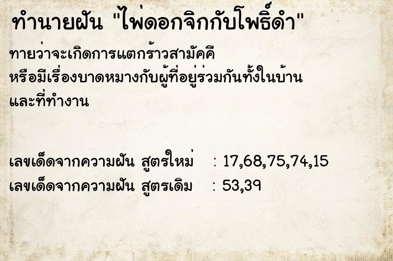 ทำนายฝันทำนายฝันไพ่ดอกจิกกับโพธิ์ดำ