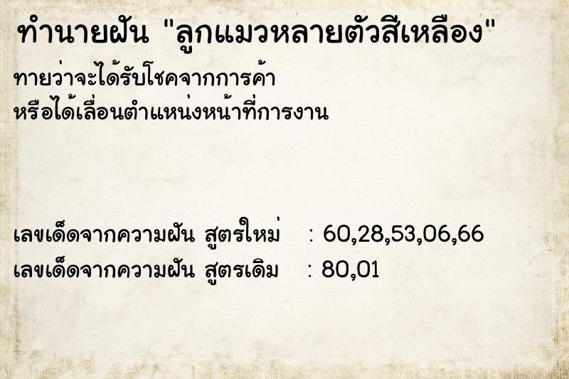 ทำนายฝันทำนายฝันลูกแมวหลายตัวสีเหลือง