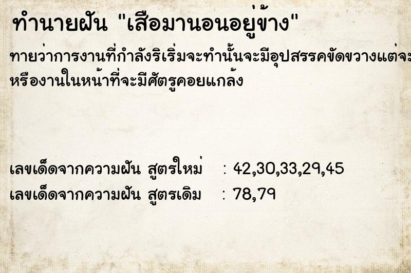 ทำนายฝันทำนายฝันเสือมานอนอยู่ข้าง