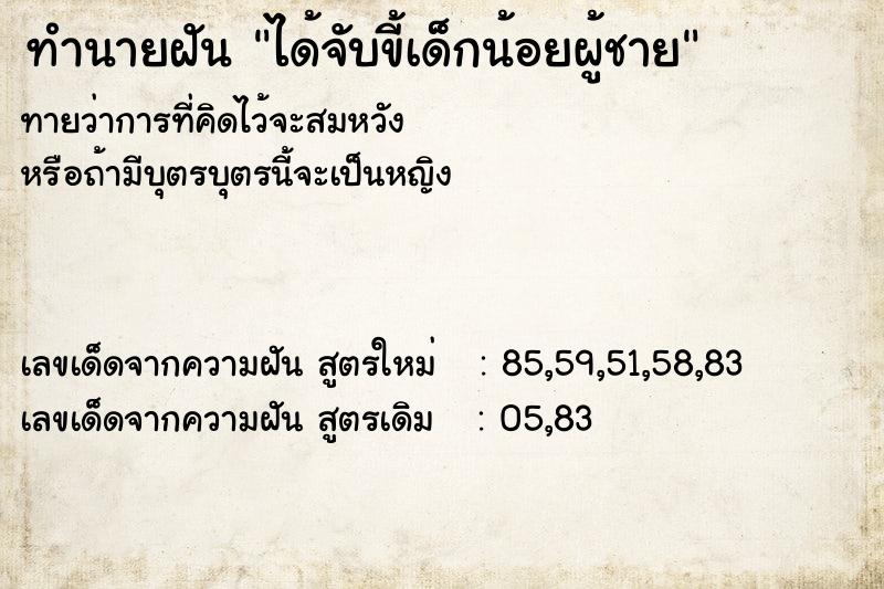ทำนายฝัน ได้จับขี้เด็กน้อยผู้ชาย ทำนายฝัน ได้จับขี้เด็กน้อยผู้ชาย