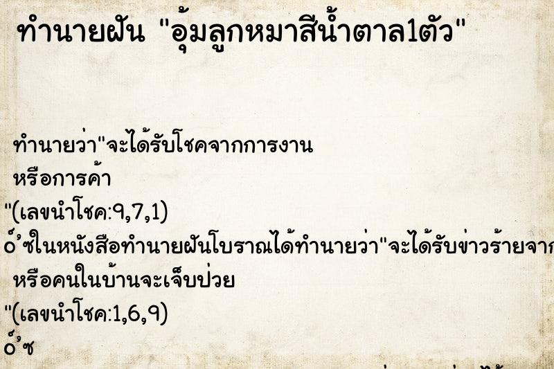 ทำนายฝัน อุ้มลูกหมาสีน้ำตาล1ตัว