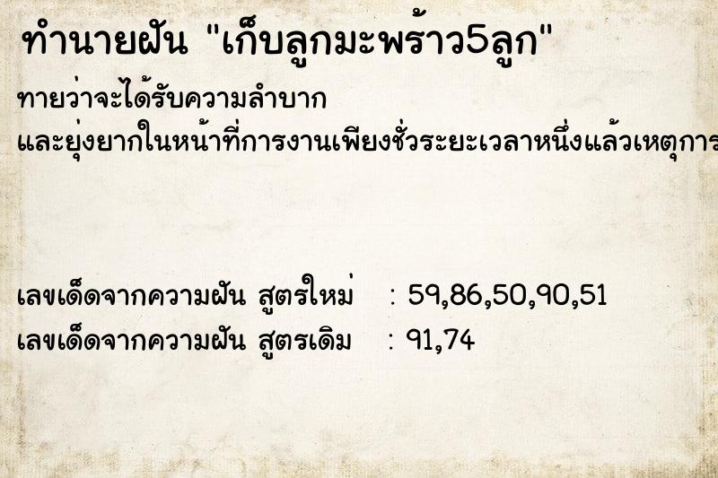 ทำนายฝัน เก็บลูกมะพร้าว5ลูก ทำนายฝัน เก็บลูกมะพร้าว5ลูก