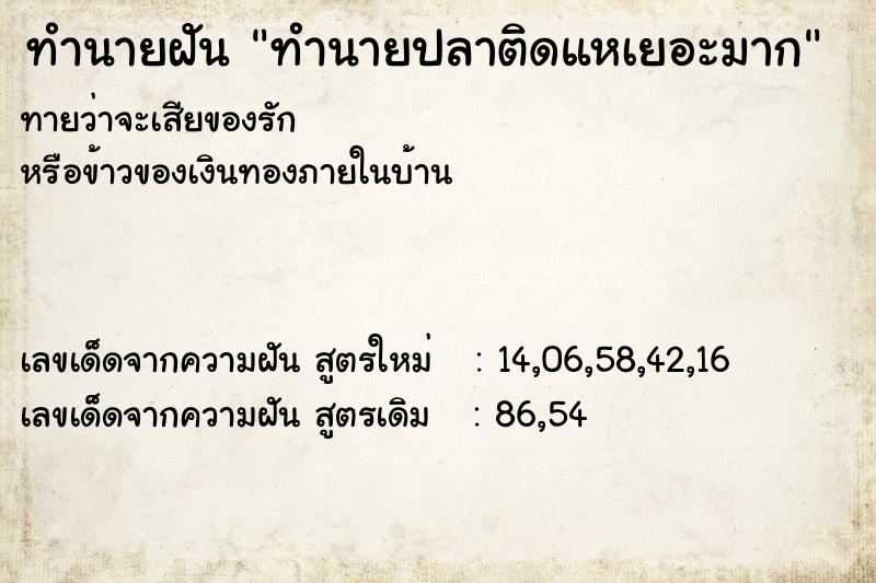 ทำนายฝันทำนายฝันทำนายปลาติดแหเยอะมาก