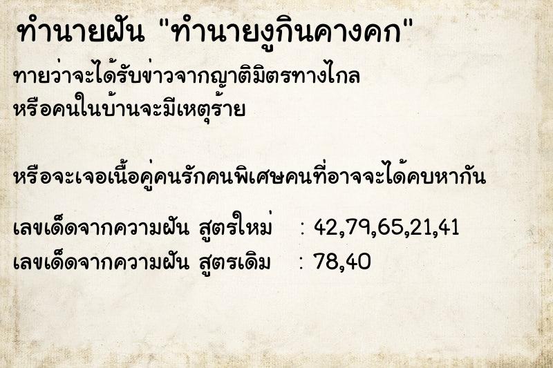 ทำนายฝันทำนายงูกินคางคก ทำนายฝันทำนายฝันทำนายงูกินคางคก