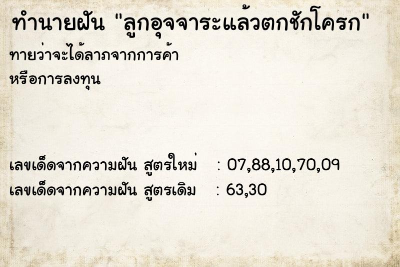 ทำนายฝันทำนายฝันลูกอุจจาระแล้วตกชักโครก