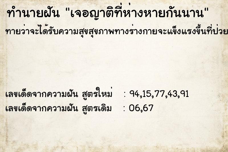 ทำนายฝันทำนายฝันเจอญาติที่ห่างหายกันนาน
