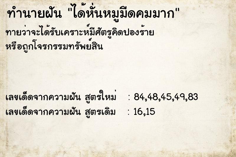 ทำนายฝันทำนายฝันได้หั่นหมูมีดคมมาก
