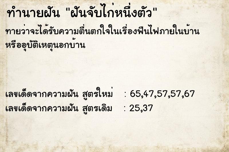 ทำนายฝันทำนายฝันฝันจับไก่หนื่งตัว