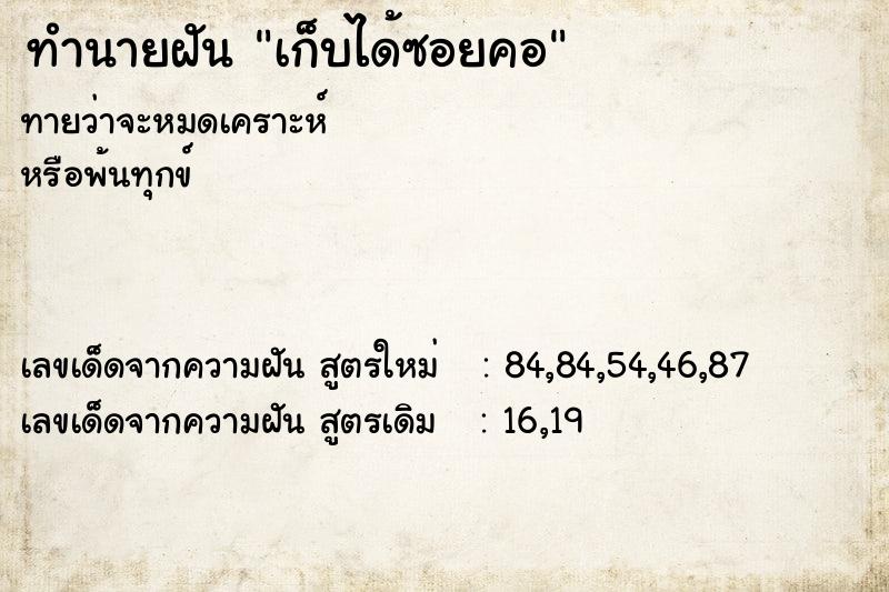ทำนายฝัน เก็บได้ซอยคอ ทำนายฝัน เก็บได้ซอยคอ