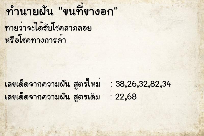 ทำนายฝันขนที่ขางอก ทำนายฝันทำนายฝันขนที่ขางอก