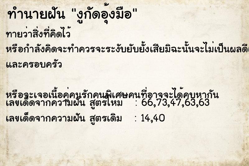 ทำนายฝันงูกัดอุ้งมือ ทำนายฝันทำนายฝันงูกัดอุ้งมือ