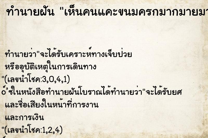 ทำนายฝัน เห็นคนแคะขนมครกมากมายมาวางประกบคู่ ทำนายฝัน เห็นคนแคะขนมครกมากมายมาวางประกบคู่