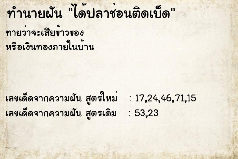 ทำนายฝันได้ปลาช่อนติดเบ็ด ทำนายฝันทำนายฝันได้ปลาช่อนติดเบ็ด