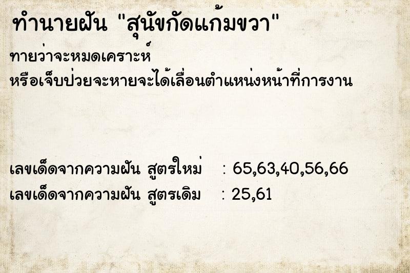 ทำนายฝัน สุนัขกัดแก้มขวา ทำนายฝัน สุนัขกัดแก้มขวา