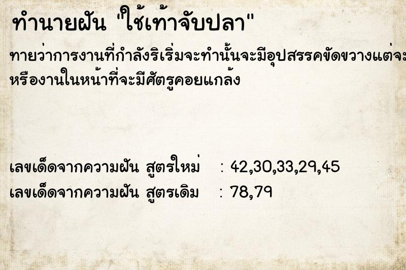 ทำนายฝันทำนายฝันใช้เท้าจับปลา