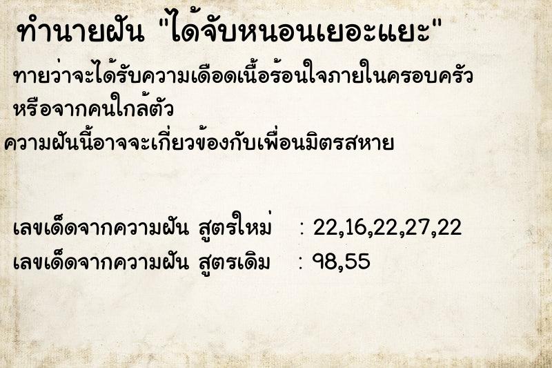 ทำนายฝันทำนายฝันได้จับหนอนเยอะแยะ