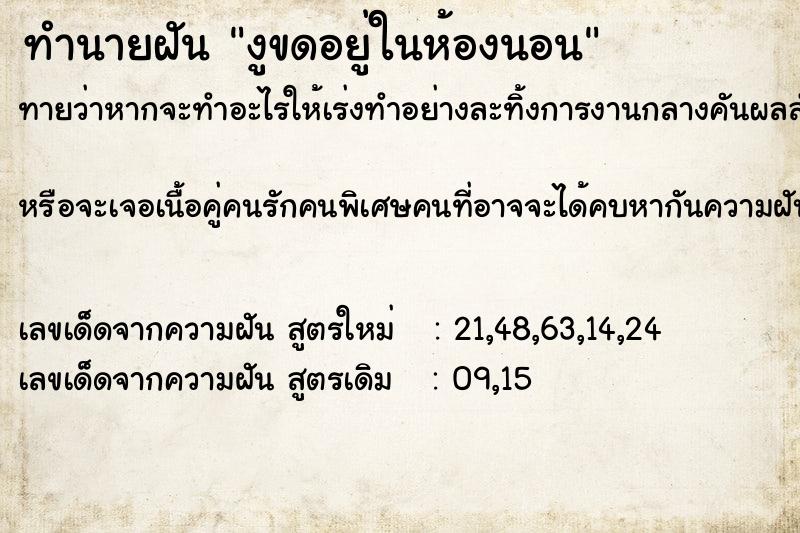 ทำนายฝันทำนายฝันงูขดอยู่ในห้องนอน