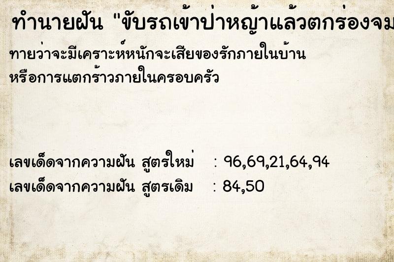 ทำนายฝันทำนายฝันขับรถเข้าป่าหญ้าแล้วตกร่องจมน้ำ