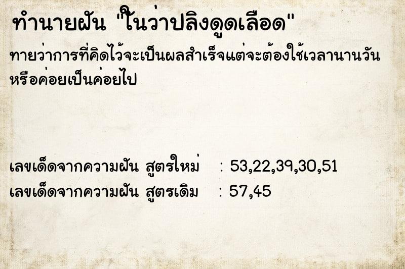 ทำนายฝันทำนายฝันใันว่าปลิงดูดเลือด