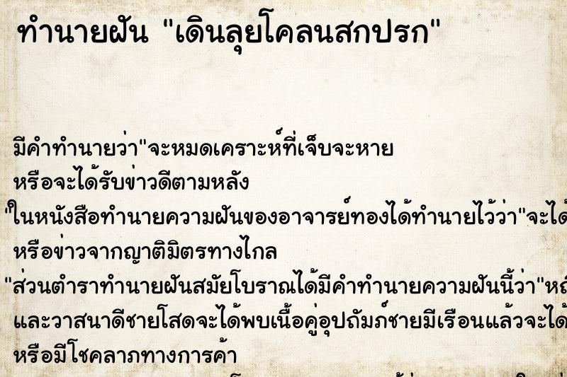 ทำนายฝัน เดินลุยโคลนสกปรก ตำราโบราณ แม่นที่สุดในโลก