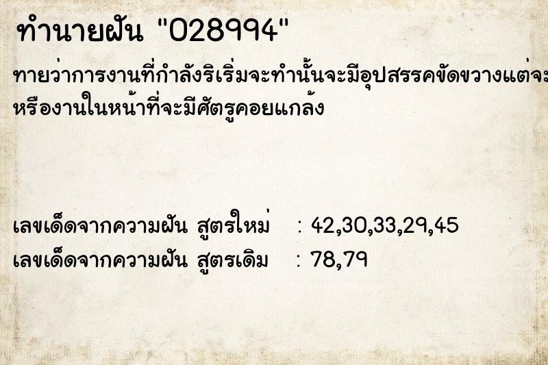 ทำนายฝัน028994 ทำนายฝันทำนายฝัน028994