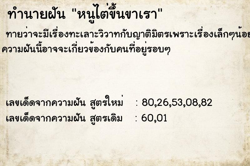 ทำนายฝันทำนายฝันหนูไต่ขึ้นขาเรา