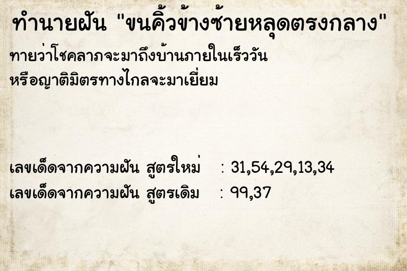 ทำนายฝันทำนายฝันขนคิ้วข้างซ้ายหลุดตรงกลาง