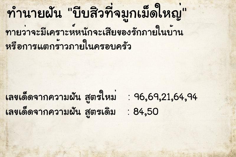 ทำนายฝันทำนายฝันบีบสิวที่จมูกเม็ดใหญ่