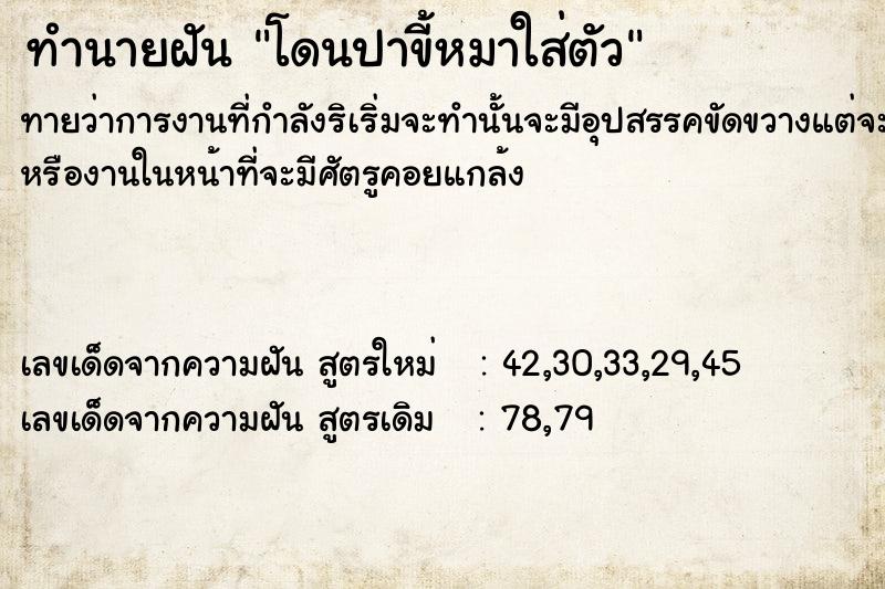 ทำนายฝันทำนายฝันโดนปาขี้หมาใส่ตัว