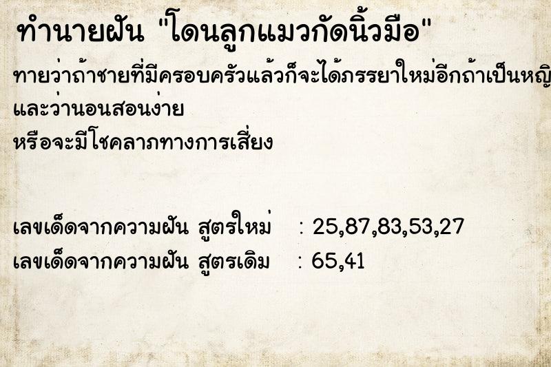 ทำนายฝัน โดนลูกแมวกัดนิ้วมือ ทำนายฝัน โดนลูกแมวกัดนิ้วมือ