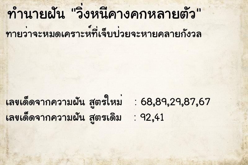 ทำนายฝันทำนายฝันวิ่งหนีคางคกหลายตัว