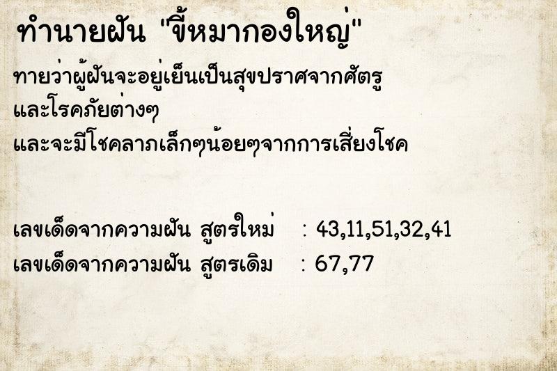 ทำนายฝันขี้หมากองใหญ่ ทำนายฝันทำนายฝันขี้หมากองใหญ่