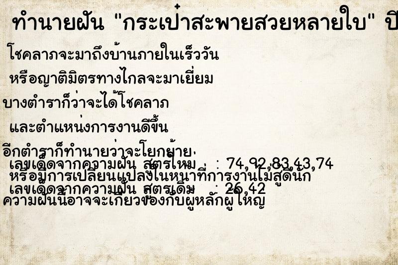 ทำนายฝัน กระเป๋าสะพายสวยหลายใบ ทำนายฝัน กระเป๋าสะพายสวยหลายใบ