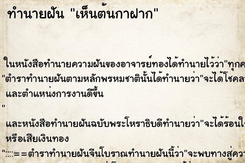 ทำนายฝัน เห็นต้นกาฝาก ทำนายฝัน เห็นต้นกาฝาก