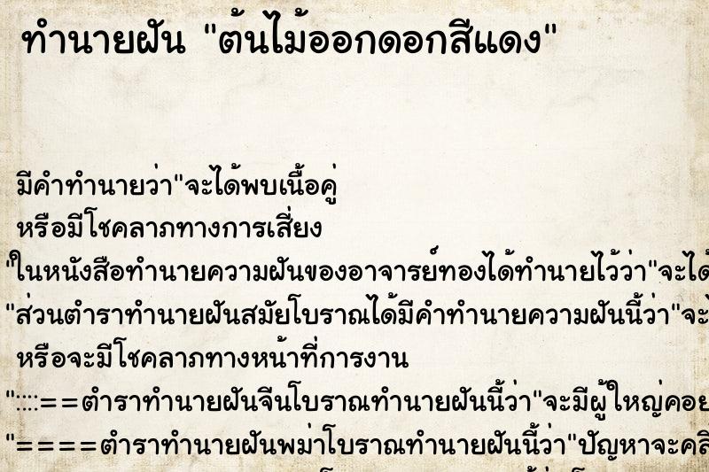 ทำนายฝัน ต้นไม้ออกดอกสีแดง ตำราโบราณ แม่นที่สุดในโลก