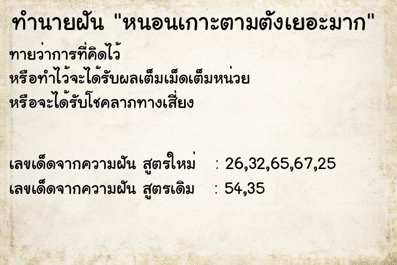 ทำนายฝันทำนายฝันหนอนเกาะตามตังเยอะมาก