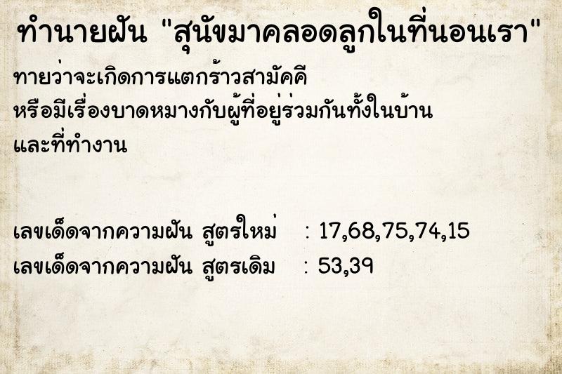 ทำนายฝันสุนัขมาคลอดลูกในที่นอนเรา ทำนายฝันทำนายฝันสุนัขมาคลอดลูกในที่นอนเรา