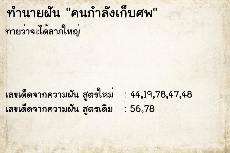 ทำนายฝันคนกำลังเก็บศพ ทำนายฝันทำนายฝันคนกำลังเก็บศพ