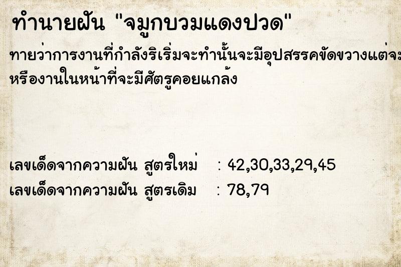 ทำนายฝันทำนายฝันจมูกบวมแดงปวด