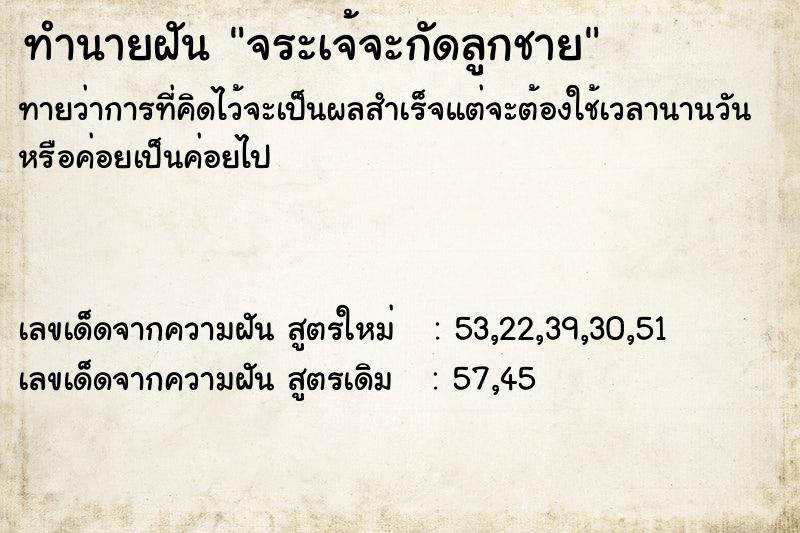 ทำนายฝันจระเจ้จะกัดลูกชาย ทำนายฝันทำนายฝันจระเจ้จะกัดลูกชาย