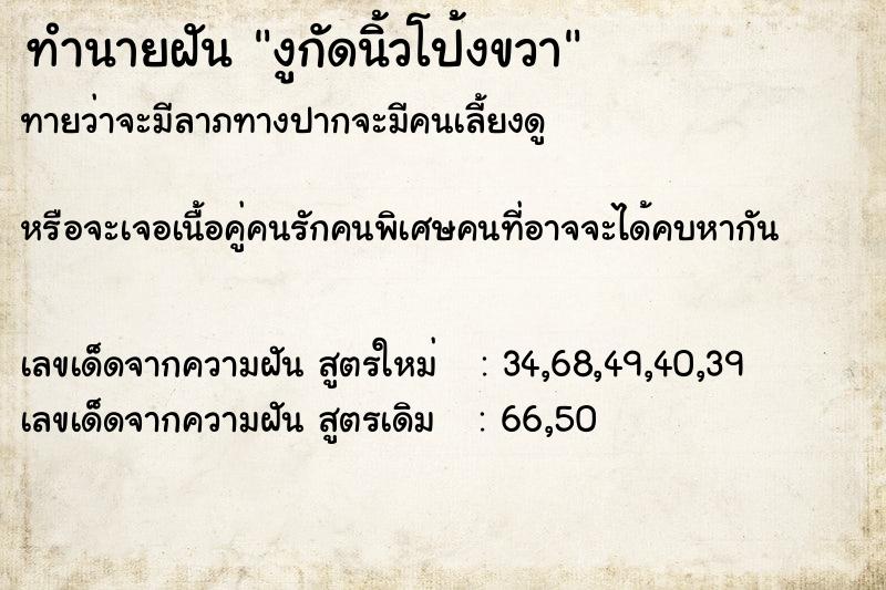 ทำนายฝัน งูกัดนิ้วโป้งขวา ทำนายฝัน งูกัดนิ้วโป้งขวา