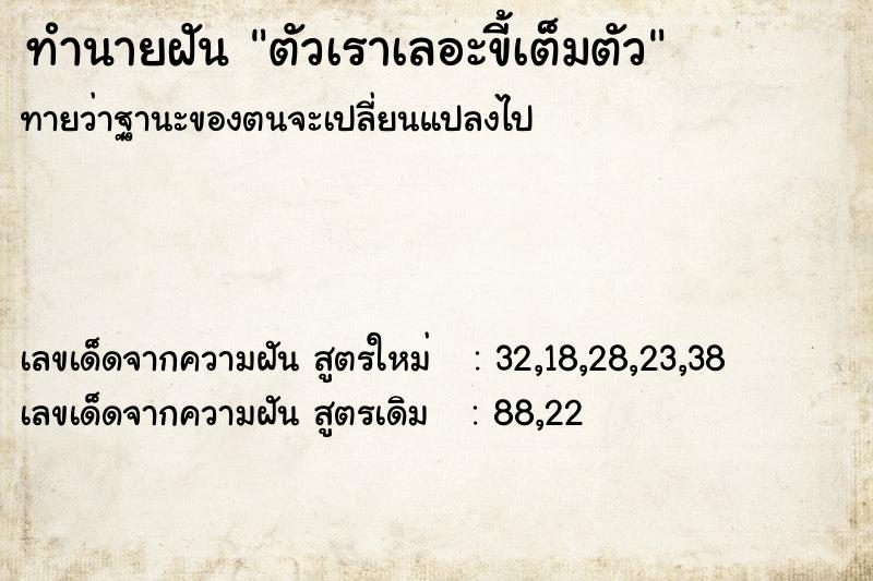 ทำนายฝันทำนายฝันตัวเราเลอะขี้เต็มตัว