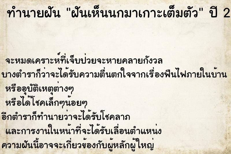 ทำนายฝันฝันเห็นนกมาเกาะเต็มตัว ทำนายฝันทำนายฝันฝันเห็นนกมาเกาะเต็มตัว