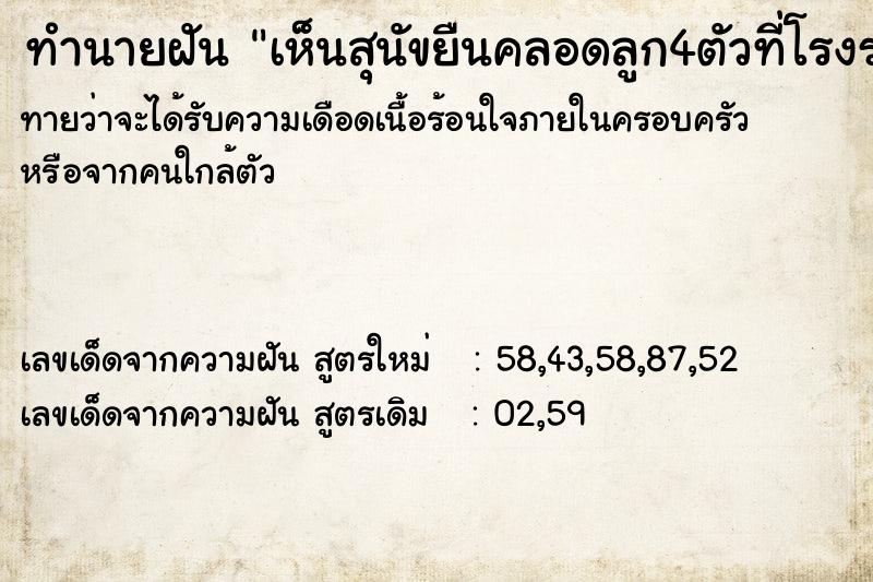 ทำนายฝันทำนายฝันเห็นสุนัขยืนคลอดลูก4ตัวที่โรงรถ