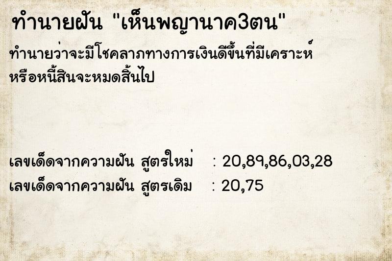 ทำนายฝันทำนายฝันเห็นพญานาค3ตน