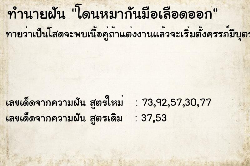 ทำนายฝันทำนายฝันโดนหมากันมือเลือดออก