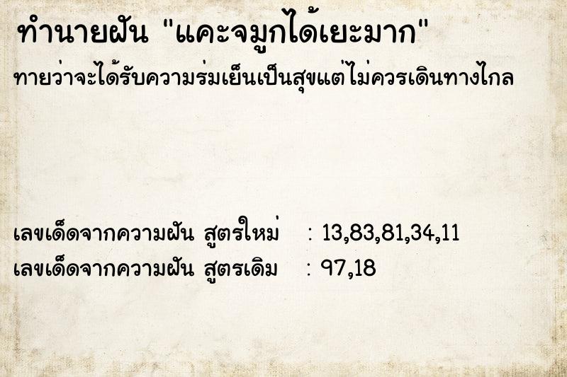 ทำนายฝันทำนายฝันแคะจมูกได้เยะมาก